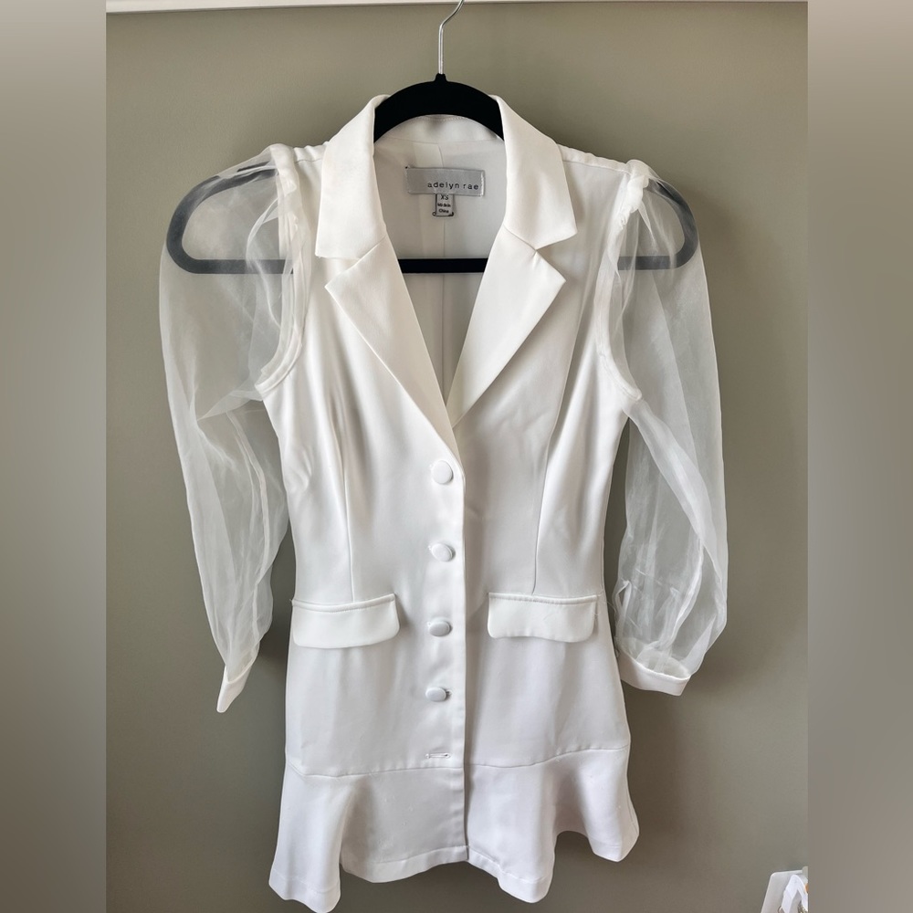 Adelyn Rae Candice Organza Sleeve Blazer Minidress XS